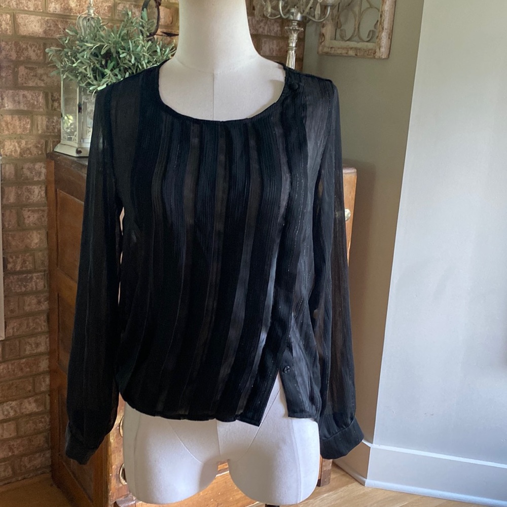 RORY BECA BLACK SHEER TOP BLOUSE SMALL EXCELLENT